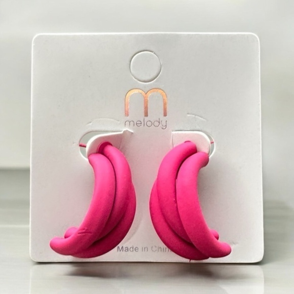 5/$25 Melody Modern Pink Crescent Earrings